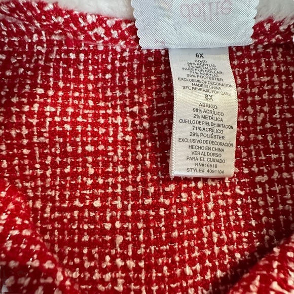 Dollie and Me Sparkly Christmas Red Jacket size 6X - Picture 3 of 5